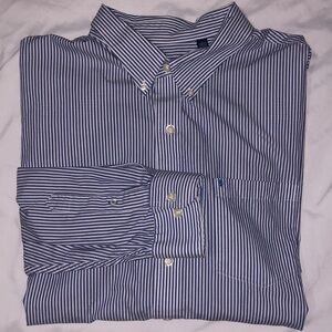 Izod Men’s Blue & White Pin Stripe Button Down Dress Shirt 3XL